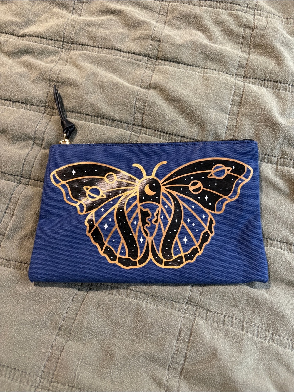 Blue Butterfly Zip Pouch - Unbranded